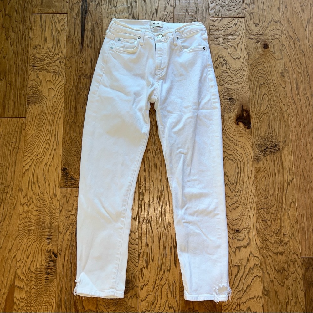 AGOLDE Toni Mid-Rise Straight Jeans White Womens 27”